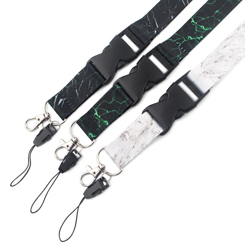 Luxury Marble texture Neck Strap Lanyards ID badge card holder keychain Mobile Phone Strap Ribbon webbing necklace keychain