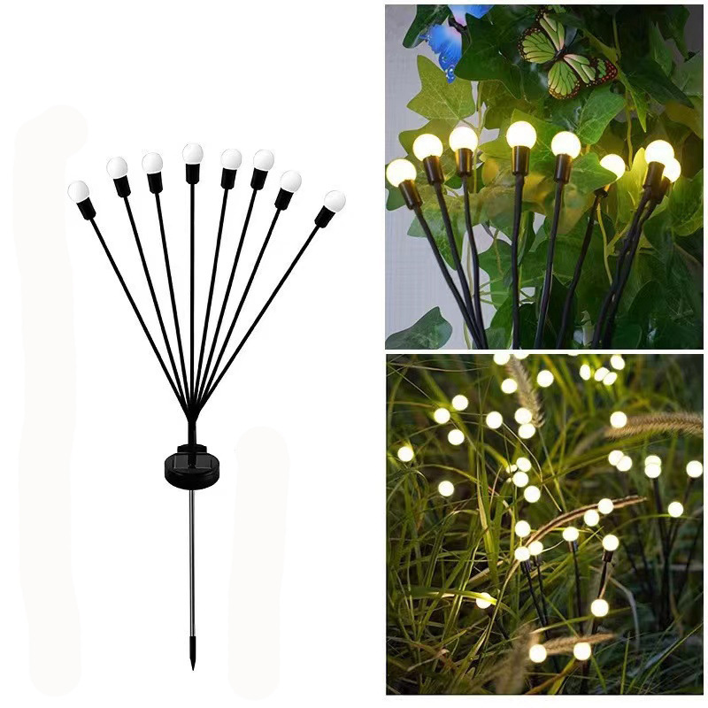 Outdoor Solar Lights LED Fairy Firefly Lawn Lamp Garden Summer Camping Party Wedding Yard Atmosphere Decoration: sunny yellow / 6-10W