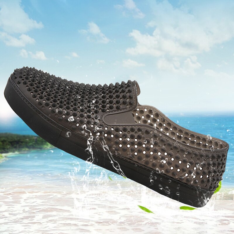 Zapatos informales antideslizantes para hombre, mocasines sin cordones con agujeros, transpirables, para playa,
