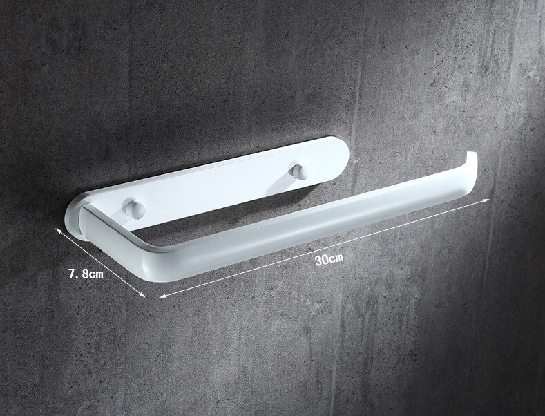 Zwarte Handdoek Ring Badkamer Handdoek Hanger Holder Ruimte Aluminium Muur Mount 30cm: White