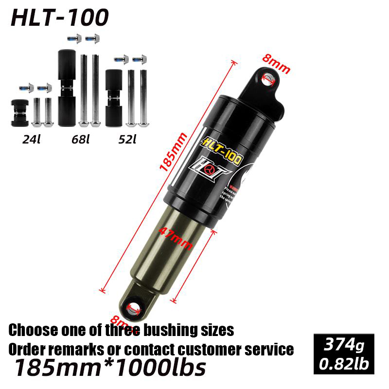 HLT-100 Bicycle Rear Shocks Fastace 125/150/165/185mm 850/1000 lbs Aluminum Alloy Oil Spring Shock for e-bike Snow Mountain Bike