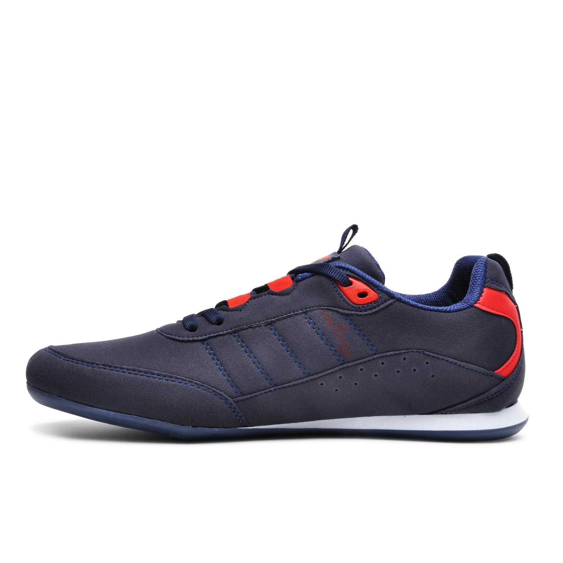 Walkway-Zapatillas de ante para hombre, Calzado con suela plana, color azul marino, Rojo