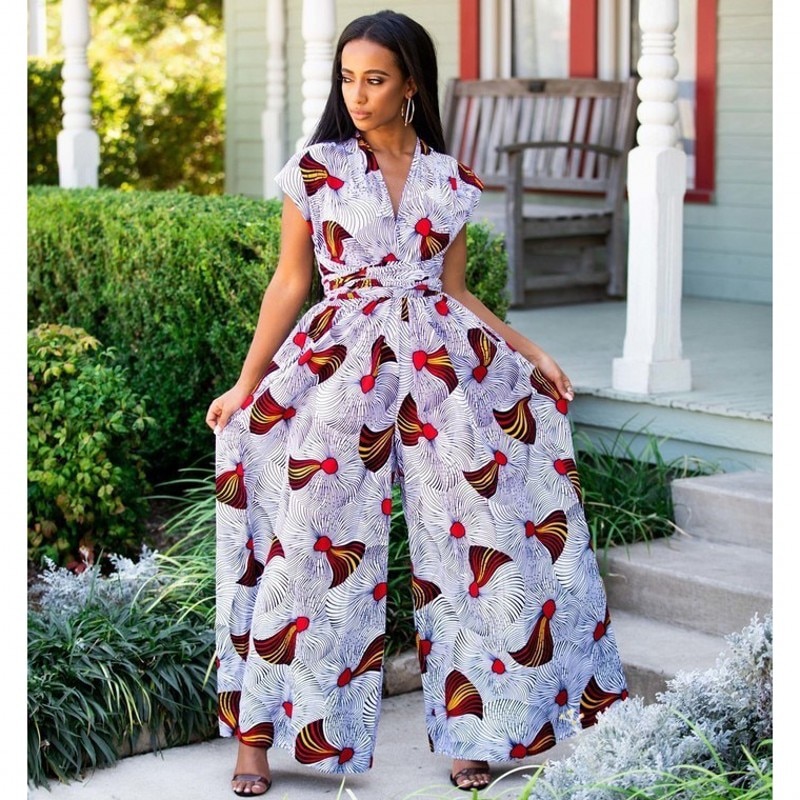 Dashiki African Dresses For Women Bazin Jumpsuits Ankara Dresses Off Shoulder Riche African Print Clothes For Women