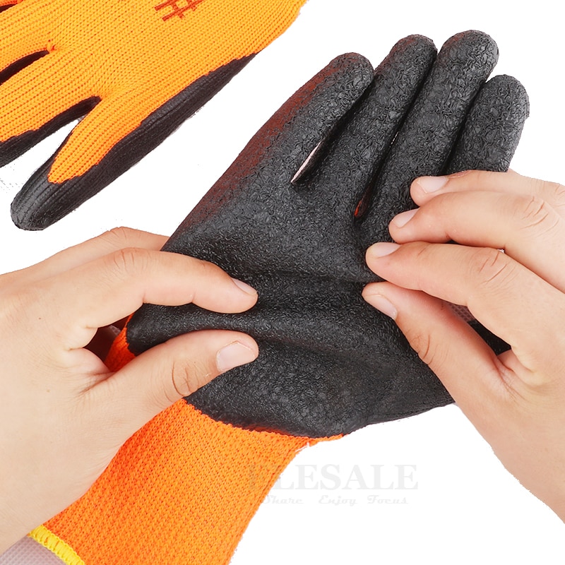 Guantes térmicos de seguridad para el trabajo, impermeables, antideslizantes, de goma de látex, para jardín, protección de manos, invierno, 1 par