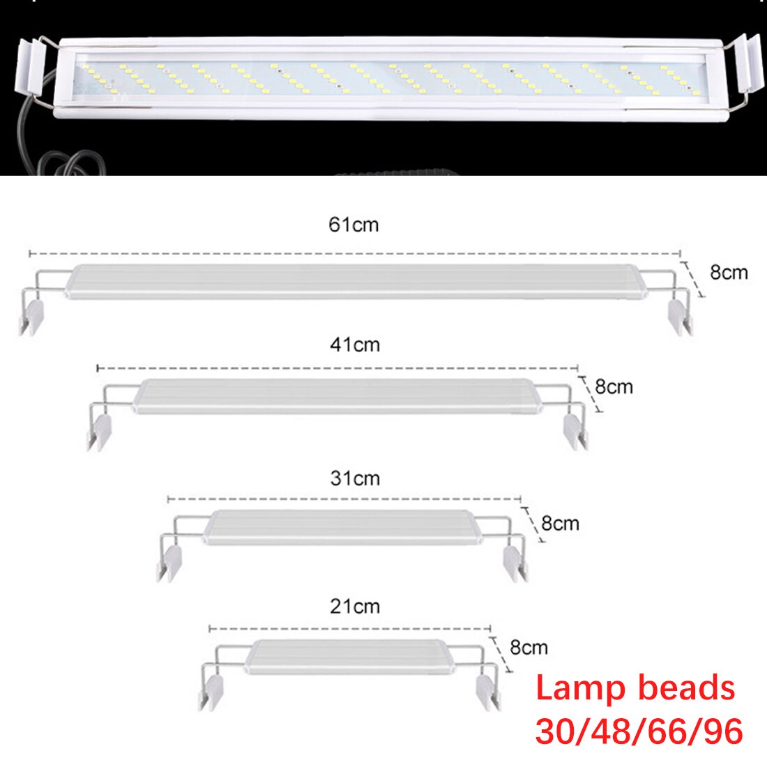 220-240VAquarium Led Licht Super Slim Fish Tank Aquatic Plant Groeien Verlichting Waterdichte Bright Clip Lamp Blauw Planten Led 18-70Cm