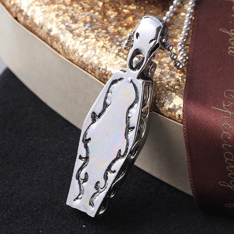 Gothic Cross Necklace Titanium Steel Coffin Pendant Women Men Skull Necklaces Skeleton Collier Jewelry Halloween