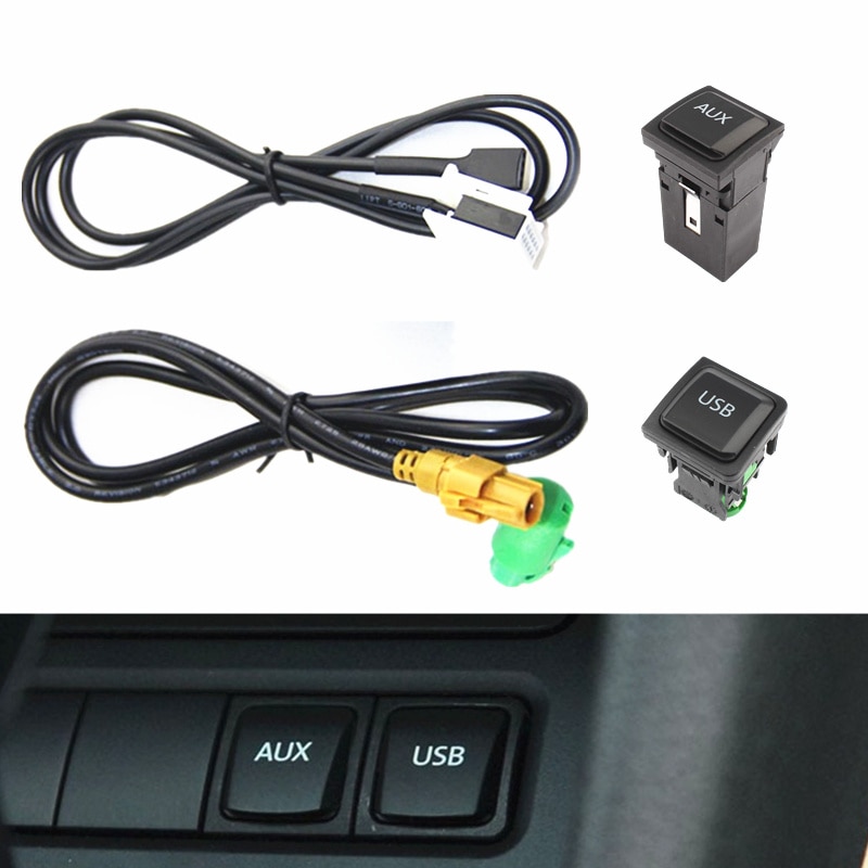 Câble de Commutateur pour Bouton USB et AUX de Voiture, Adaptateur de Données avec Câblage pour VW Golf 5 6 MK6 Jetta 5 MK5 Lapin Scirocco, RCD510 RNS315 RCD310