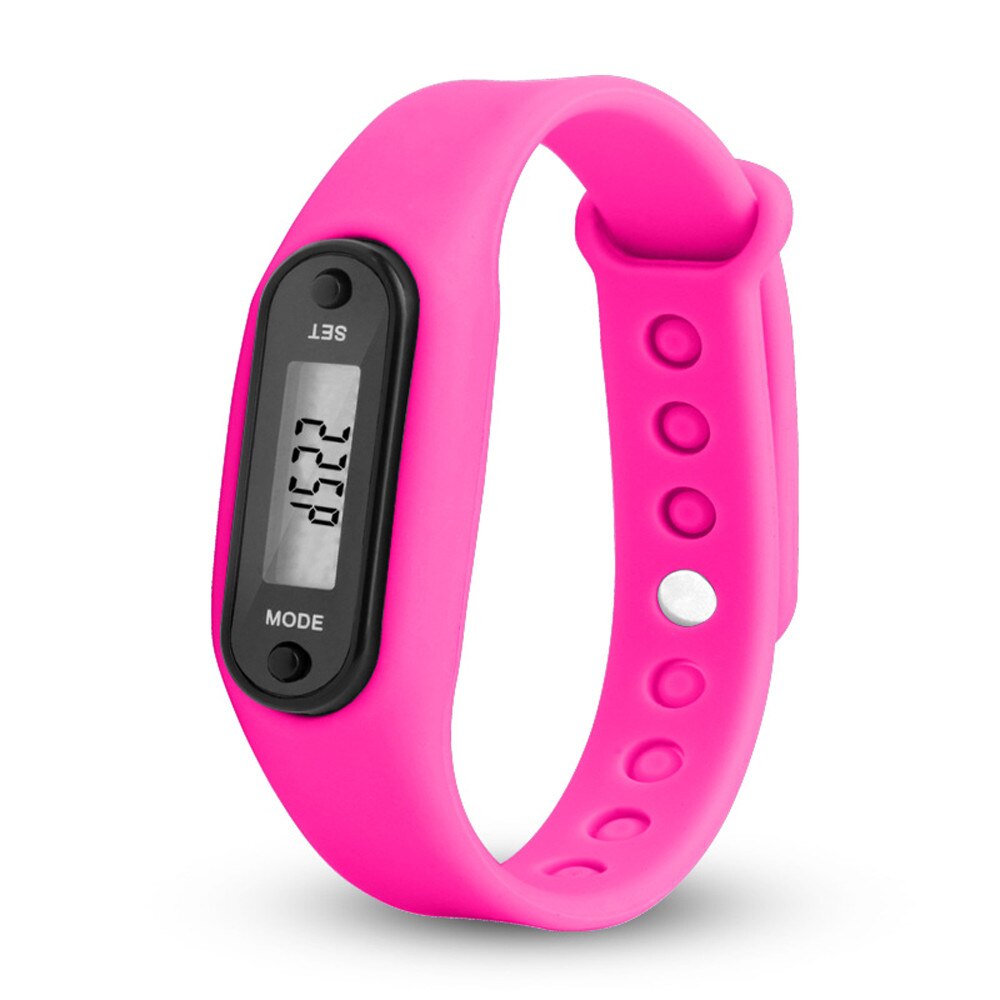 Bracelet Watch Men Watches Kids For Girls Boys Sport Electronic Wristwatch LED Digital LCD Walking Distance Watch: Hot Pink