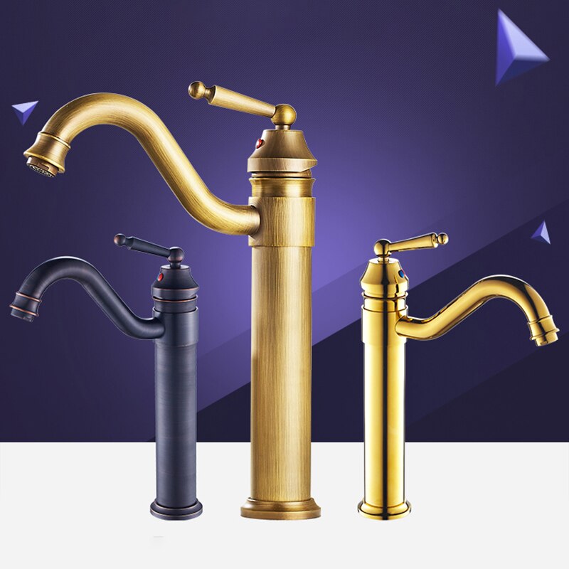 Antique Copper Basin Faucet Cold And Classic Style Bathroom Faucet Water Mixer Single Handle Deck Mounted Tap