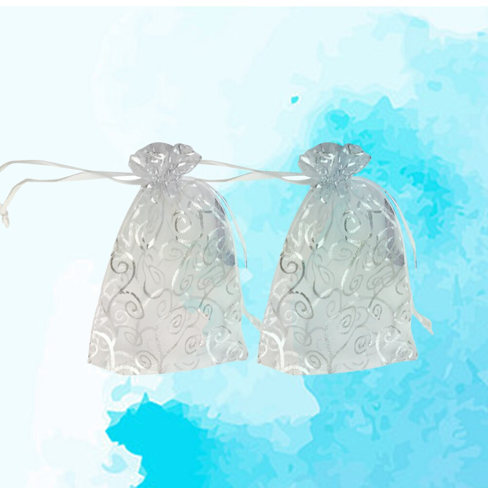 50 stücke Taschen schier Kordelzug Dekorative Organza Rattan aufbringen Mini Favor Schmuck Süssigkeit Taschen Beutel für Hochzeit Party
