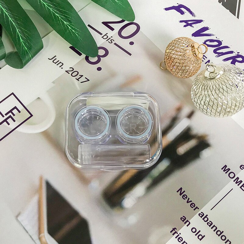 ovolook Cartoon Cosmetic Travel box Contact lens pop case with mirror contact lens case Storage Holder Eyewear Accessories: tianmulan