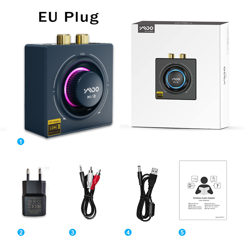 Ricevitore Bluetooth 5.2 1Mii B06T3+, adattatore Audio Bluetooth LDAC Aptx per stereo domestico, Jack RCA da 3,5 mm aux HiFi: bianca