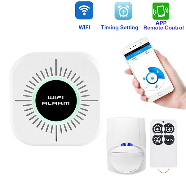 Wifi hjemmealarmsystem kits app kontrol android ios hjem sikkerhed sikkert system med pir sensor dør vindue detektor alarm sensor: C