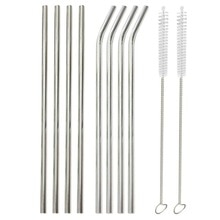 8pcs Rvs Metalen Herbruikbare Rietjes Met Twee Borstels Sets Thuis Outdoor Draagbare Stromende Vloeistof