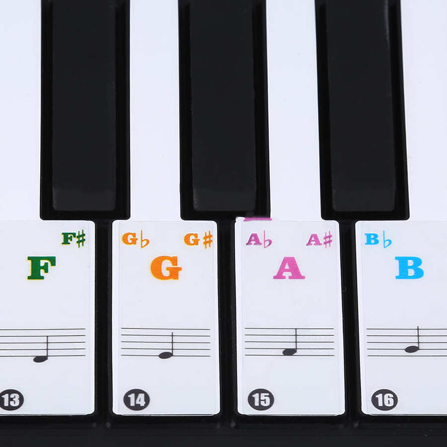 Autocollants de Notes de musique de clavier de Piano amovibles en PVC (pour 66/88 touches) autocollants de Notes de lettre de Piano de couleur autocollant de spectre de Piano