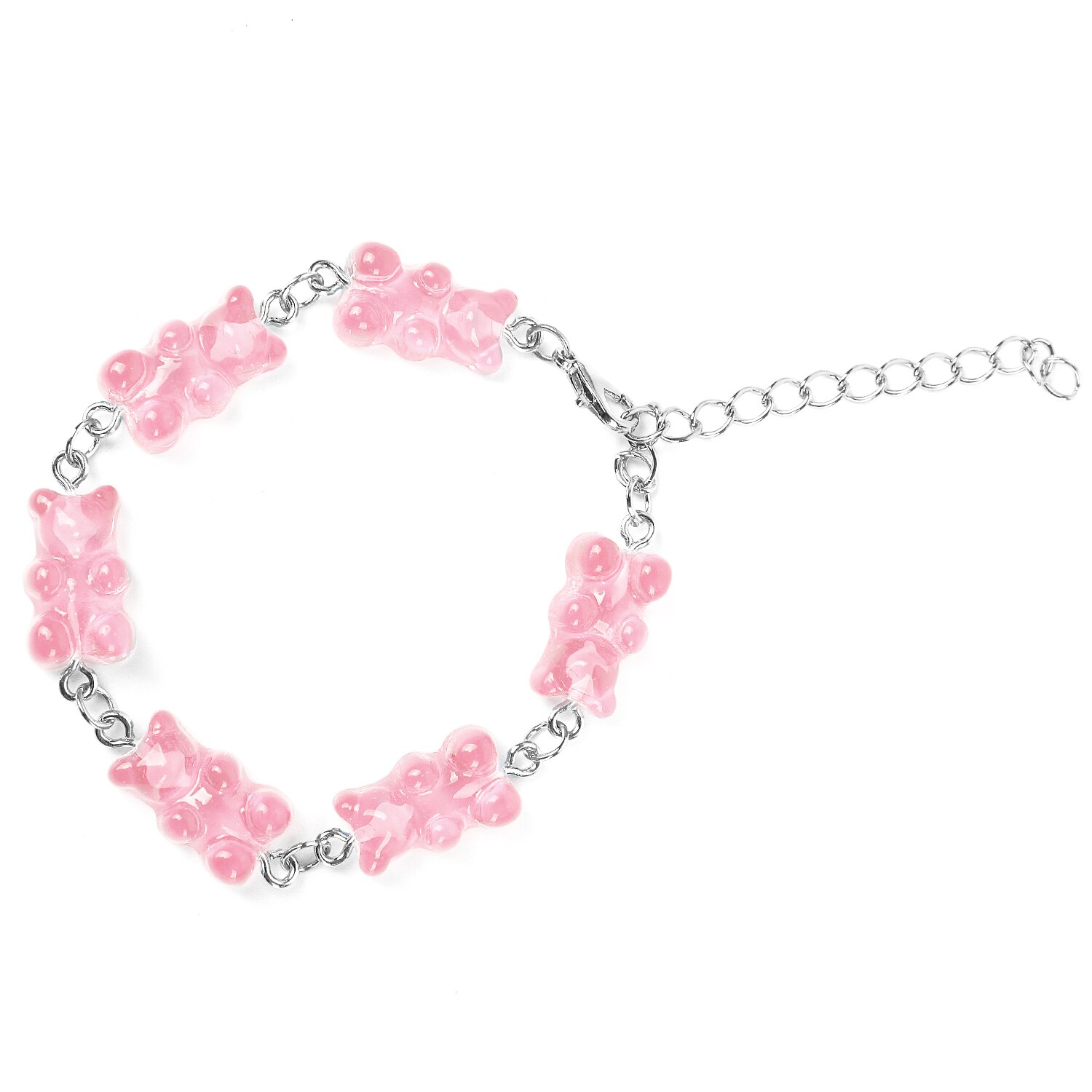 Cute Rainbow Candy Color Gummy Bear Women Girls Gummy Bear Bracelet Bracelet Jewelry Bracelet: pink
