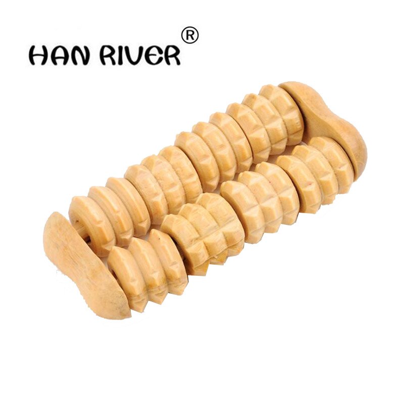 Wooden household massage stick wooden manual push back ball roller type sole cervical spine lymph waist and leg massager