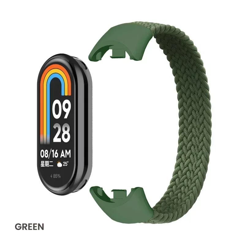 Bucle Solo trenzado para Xiaomi Mi Band 8, accesorios de repuesto, correas de reloj de nailon elástico, pulsera de correa para Miband 8 NFC: XXXL / Colorful