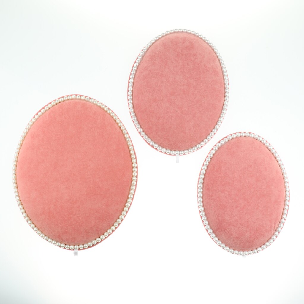 Oval Velvet Jewelry Display Stand Necklace Showcase Holder Organizer