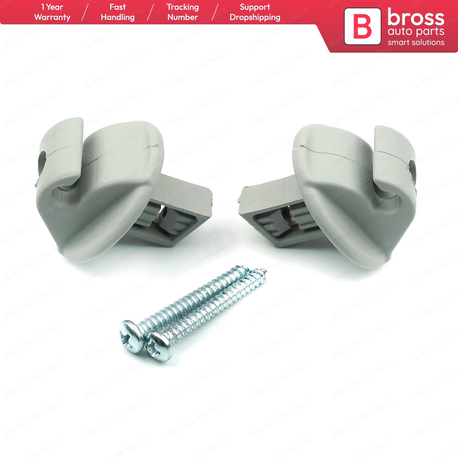 BCF5010 – Clip de pare-soleil gris 2 pièces, pour Renault Megane Scenic Laguna Twingo Modus Espace Vel satiné Trafic Kangoo
