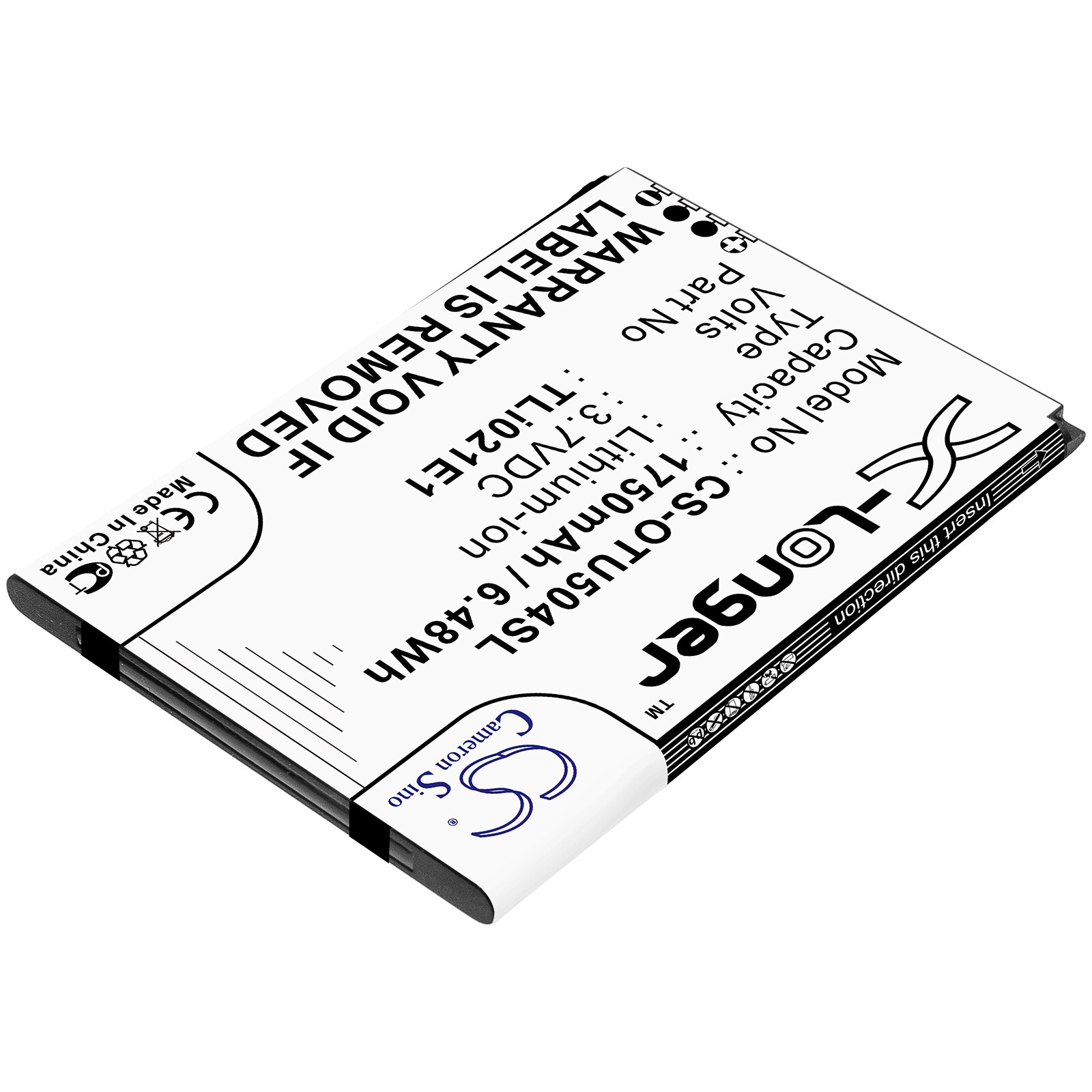 CS 1750mAh / 6.48Wh battery for Alcatel OT-5047U, U5 HD CAB2150008C1, TLi021E1