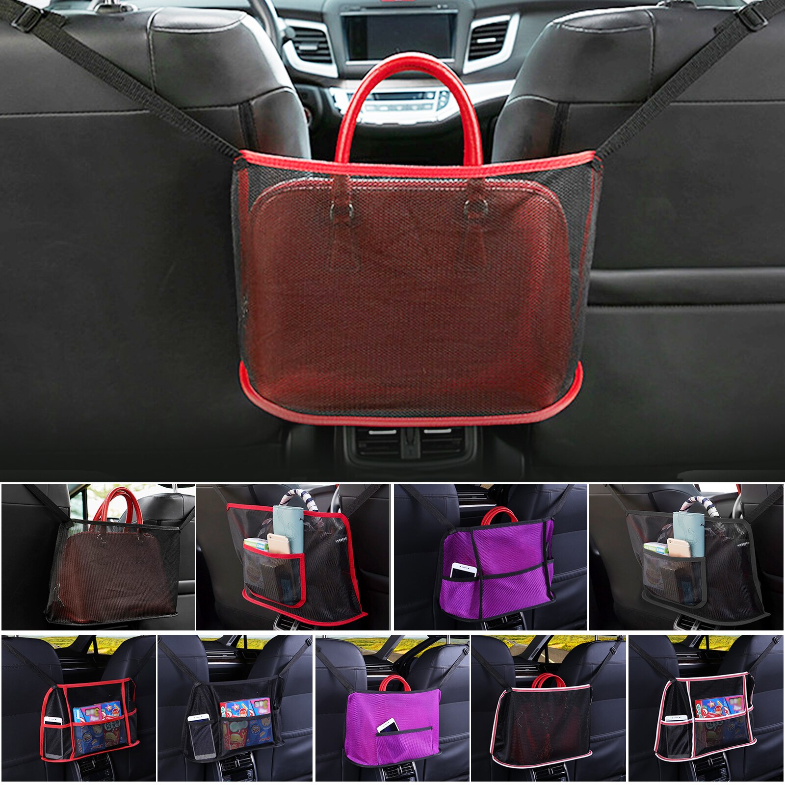 Auto Opslag Netto Pocket Car Seat Side Storage Mesh Netto Zak Bagage Holder Pocket Cargo Organizer Auto Interieur Accessoires