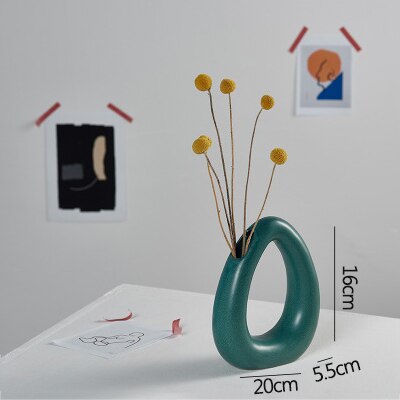 Hvid porcelæn blomstervase stue dekoration figurer håndværk håndværk tørre blomster planter holder uregelmæssig vase: J