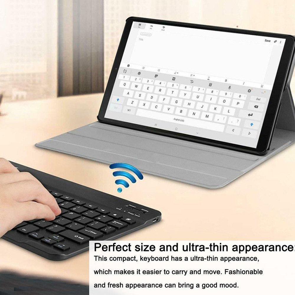 Bluetooth-Tastatur, kabellos, 7-farbige Tastatur mit Hintergrundbeleuchtung für Tablette, Laptop, wiederaufladbar, Arabisch, Russisch, Spanisch, Portugiesisch
