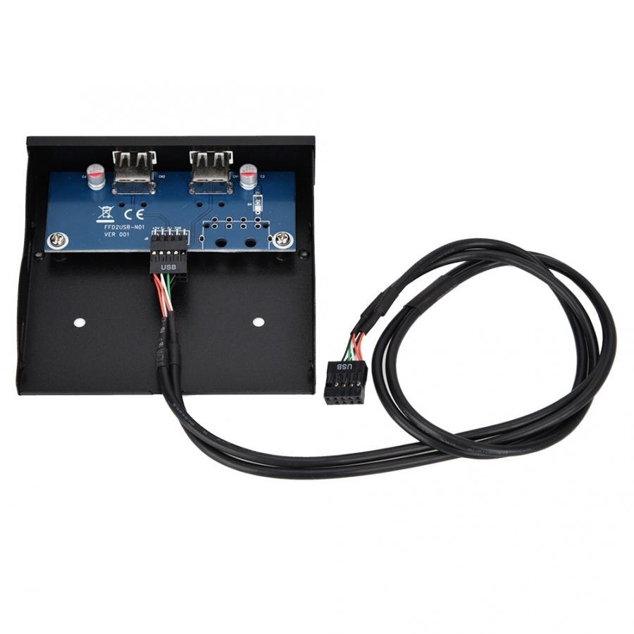 3.5 Inch USB2.0 2 Port 9-pin Tinned Copper Wire Floppy Drive Front Panel for desk top host with no front USB interface