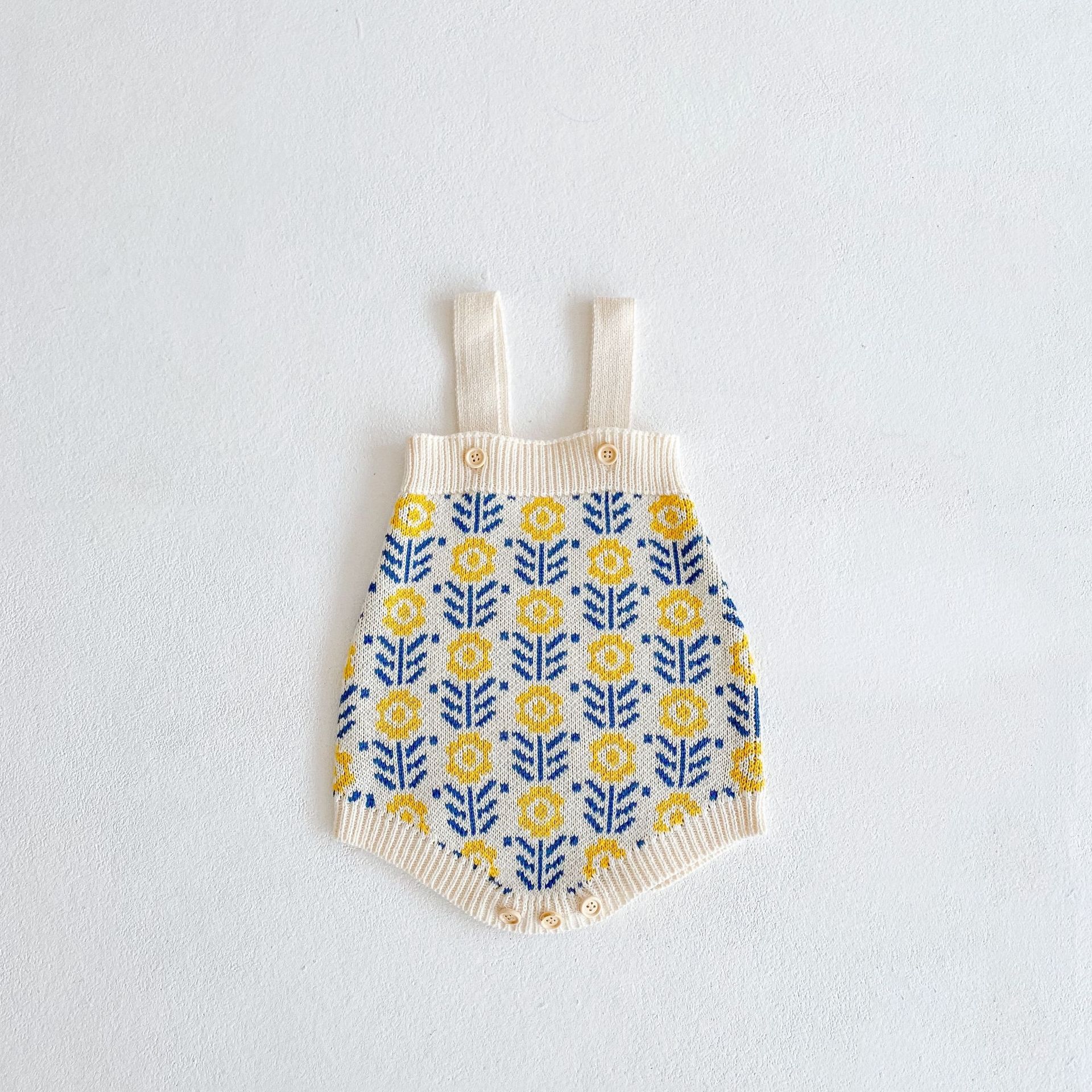 2022 wiosenne ubranka dla dzieci ubrania dla dzieci sweter z kwiatkiem baby girl sweter dziergany + romper crawling suit dwuczęściowy zestaw: RompeR / 3-6M