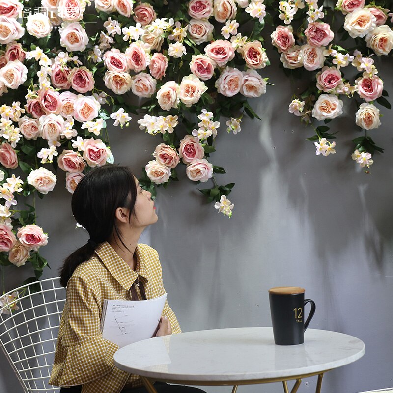 Enredadera de flores artificiales, tira de plantas artificiales, decoración de pared de flores, árbol, enredadera de plástico para el hogar, boda y vacaciones