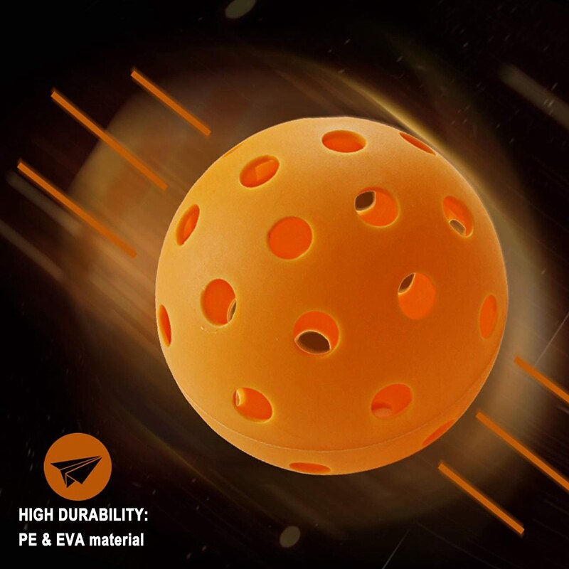 Pickleball gul innendørs plukkekule med 26 hull oransje utendørs plukkekule med 40 hull