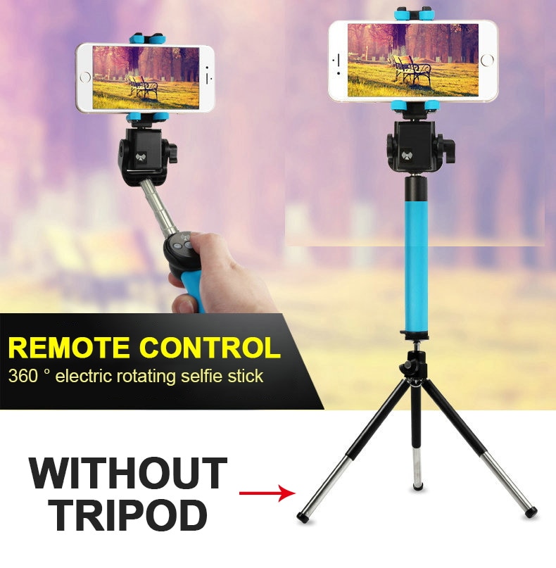 360 Graden Elektrische Vouw Rotatie Handheld Bluetooth Selfie Stok Met Achteruitkijkspiegel Voor Smartphone Selfy Remote Stok