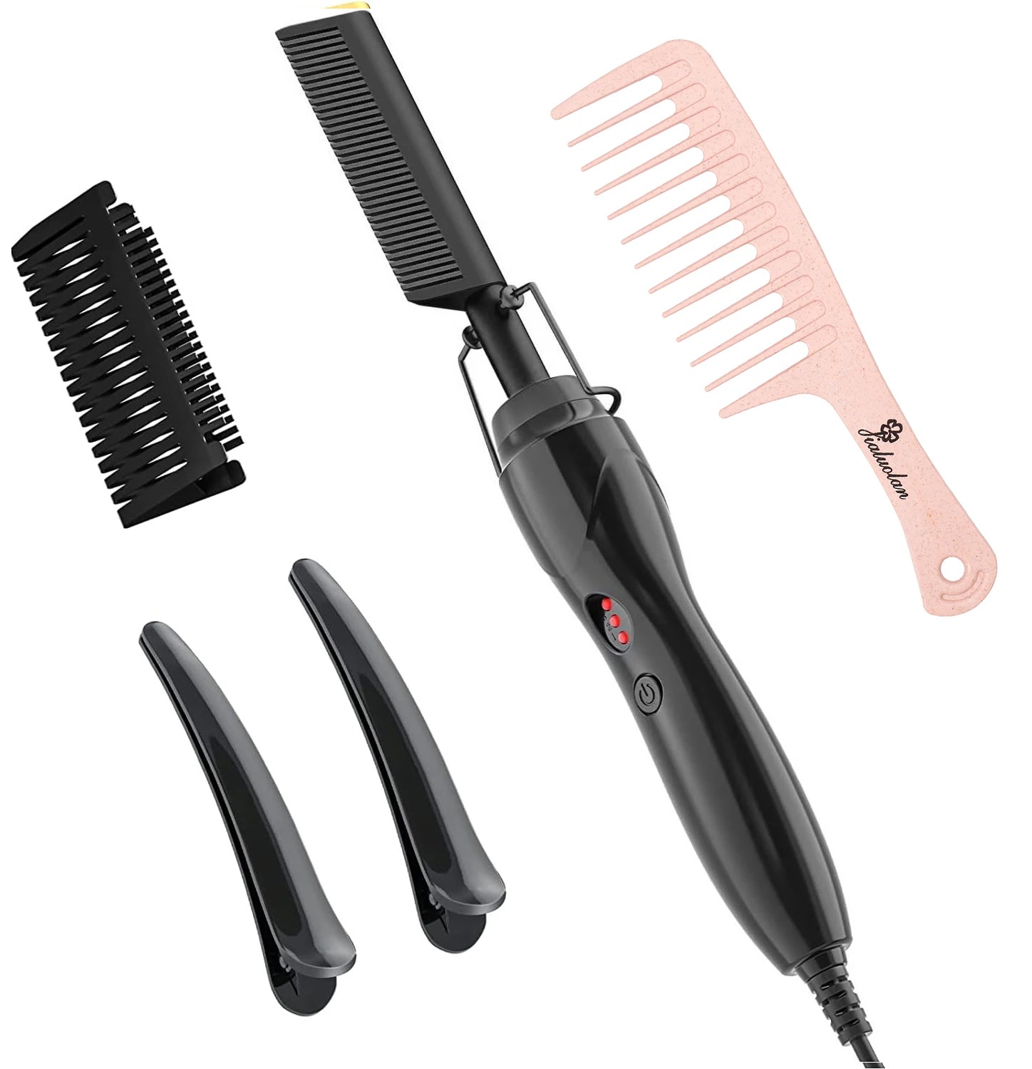 UNTIOR Dry And Wet Straight Hair Curling Copper Comb Bangs Straight Hair Electric Heating Curling Comb Hair Comb: Orange / UK