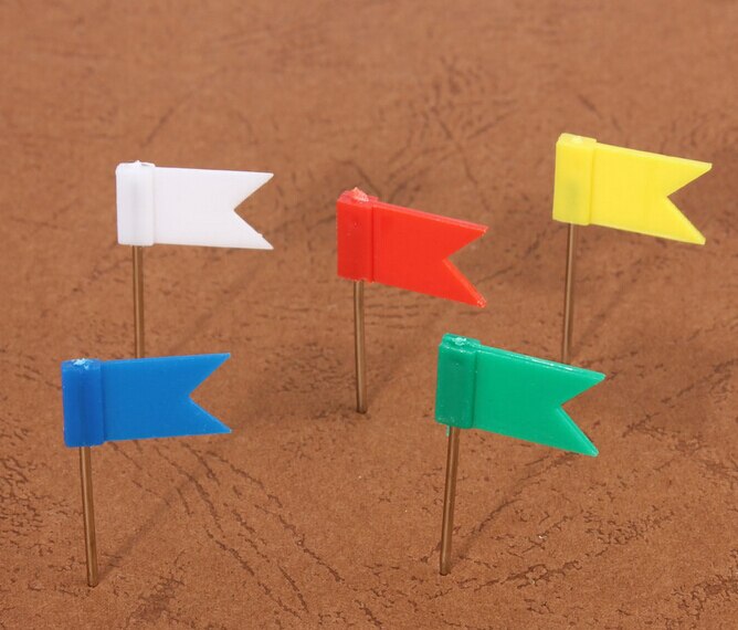 100Pcs Kleurrijke Vlag Push Pin Voor Bulletin Kurk Boord Muur Kaart Kopspijkers Diverse Kleuren