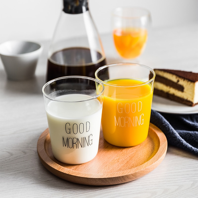1 pcs Lovely Glass Breakfast Cup Coffee Tea Milk Yogurt Mug Good Morning Mug 400ml