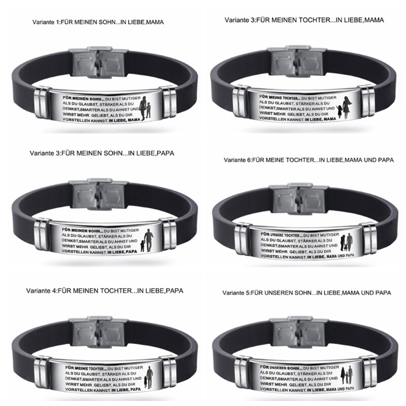 German Inspirational Cuff Bracelets Engraved to My Son Bracelets