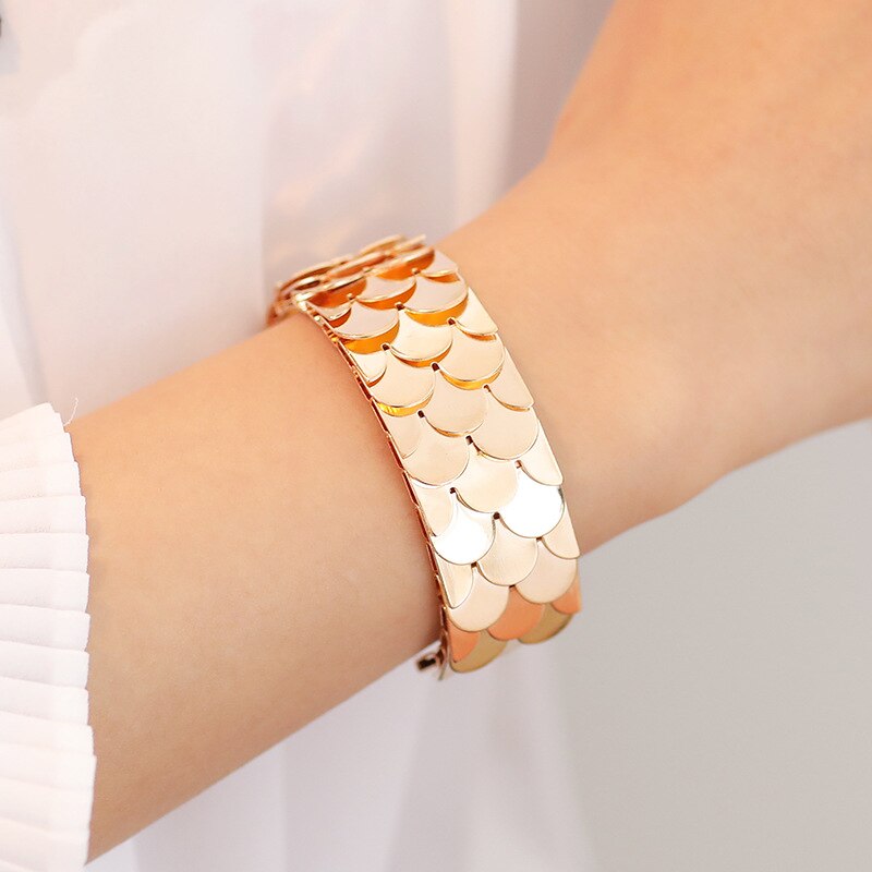 Bangles Fish Scales Bracelets Women Simple Jewellery Bracelet Geometric Jewelry Hand Made Trendy Zinc Alloy Punk Armband