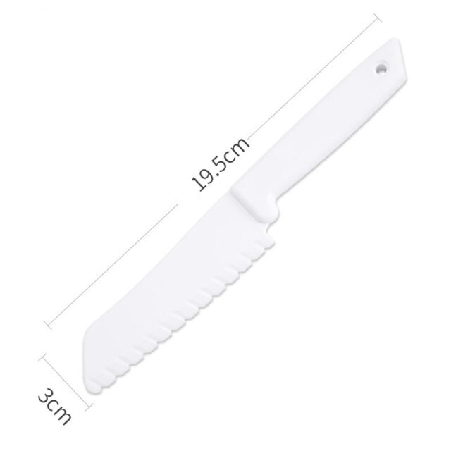Kid Plastic Kitchen Knife Set Children's Safe Cooking Chef Nylon Knives For Fruit Bread Cake Salad Lettuce Knife: white