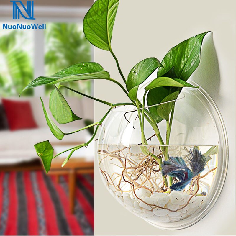 NuoNuoWell 1 Piece Acrylic Wall Mounted Transparent Fish Tank / Wall Aquarium Hanging Fish Bowls Home Decoration