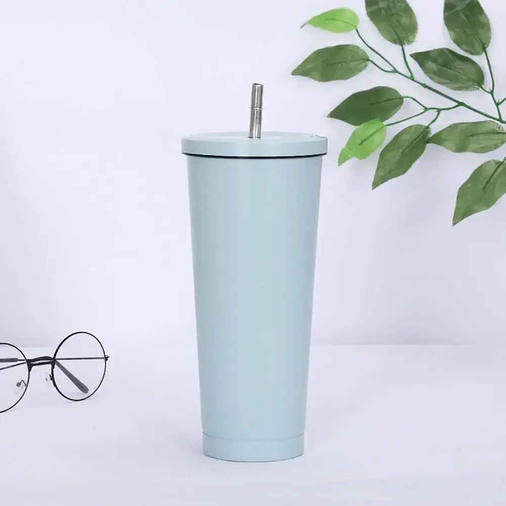 500 750ml Straw Cup With Lid Coffee Reusable Plastic Tumbler Frosted Mug Water Bottle Drinkware Portable Large Capacity Milk Tea