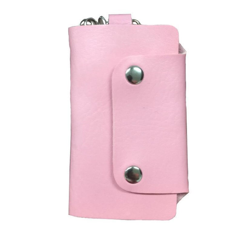 Offre spéciale en cuir PU gouvernante titulaires voiture porte-clés porte-clés sac étui portefeuille couverture boucle clé portefeuille étui voiture porte-clés: Rose
