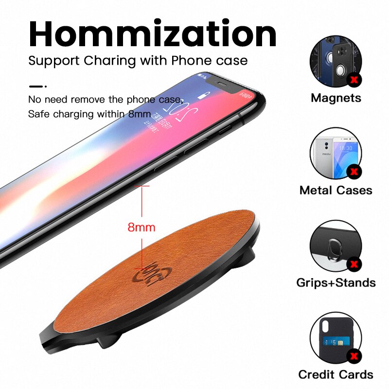 iONCT 10W Fast Wireless Charger for iPhone 11 pro X XR XS qi wirless Charging for Samsung phone USB charger wireless leather pad