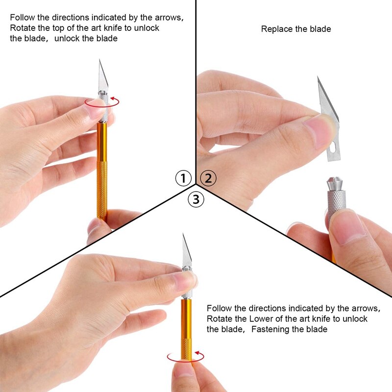 Cuchillo para manualidades de 4 piezas, Kit de cuchillas de acero inoxidable para cortar, tallar, álbum de recortes, creación de arte, 40 piezas