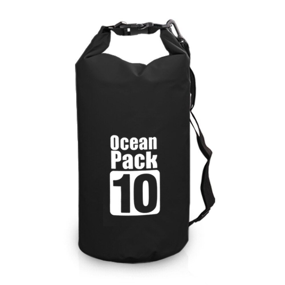 10l / 15l / 20l / 30l udendørs dykkerposer vandtæt tør rygsæk vand flydende taske rulle top sæk til kajakroning rafting sejlsport: Sort 10l