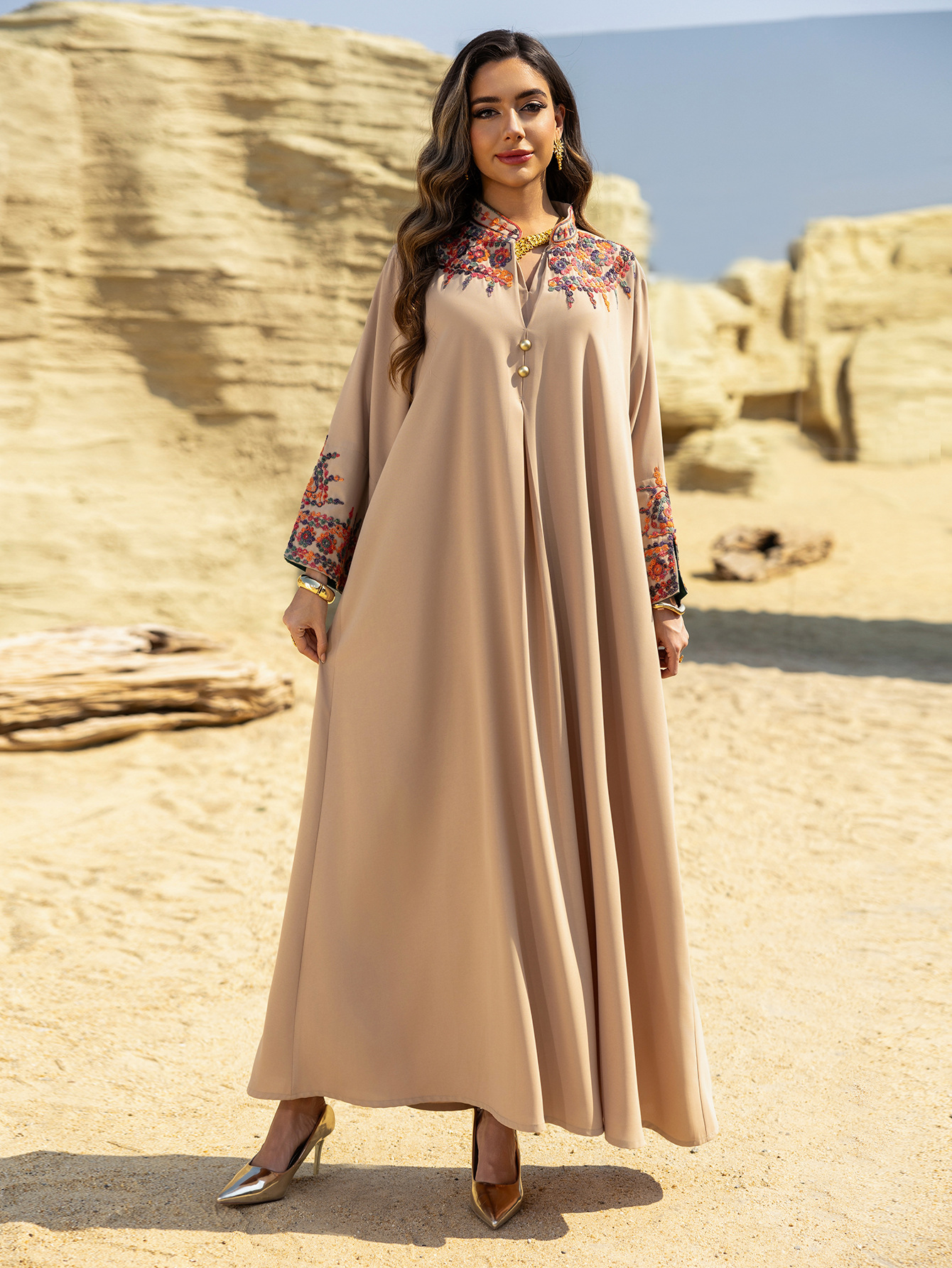 Vestido de Dubái para mujer Abaya Eid bordado vestido largo caftán musulmán Jalabiya Ramadán Marruecos Kaftan Vestidos Largos 2025