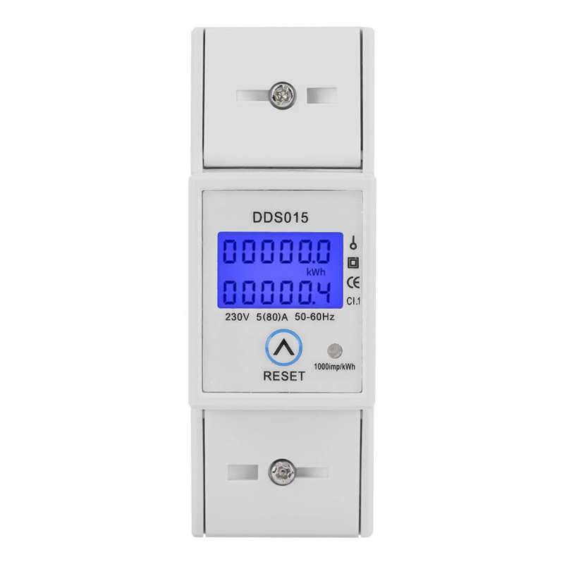5 to 80A 230V 50Hz Digital LCD Single Phase Energy Meter Watt Meter DIN Rail Mounting DDS015 Electric Power Meter