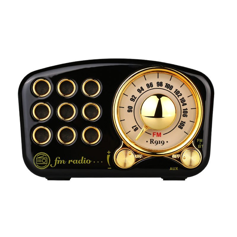 R919 Klassische retro Radio empfänger tragbare Mini Holz FM SD MP3 Radio Stereo Bluetooth Radio Lautsprecher AUX USB Aufladbare Radio: Schwarz
