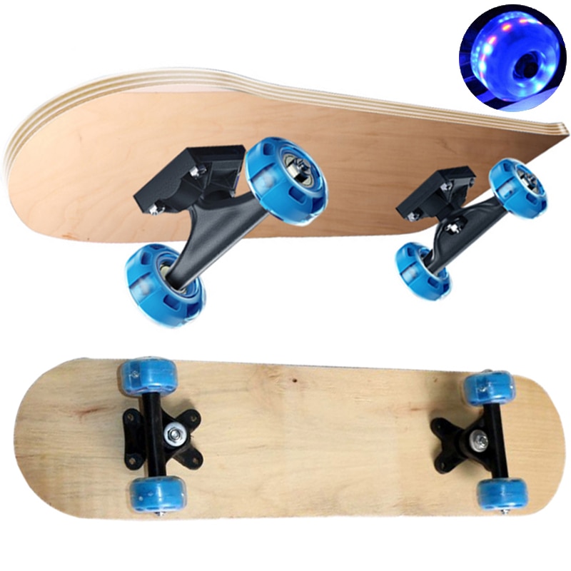 43/60Cm Skateboard Hout Maple Diy Dubbele Rocker Skateboard Kinderen Longboard Skate Deck Met Flash Wielen Mini Blanco concave Board