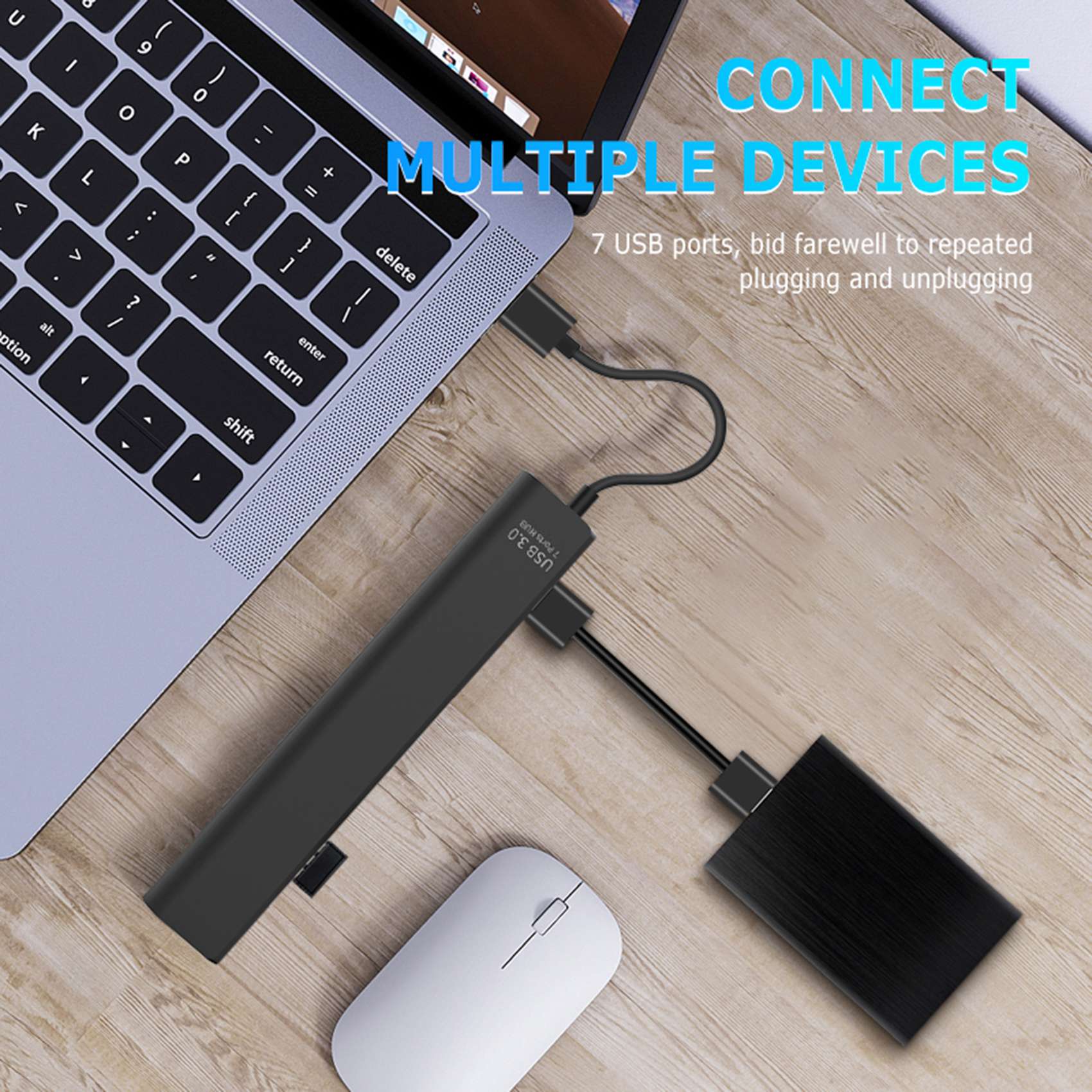 USB 3.0 Hub Adapter 5 Gbps High Speed HUB 7 in 1 Multi Splitter Adapter for Laptop Adapter Computer Accessories